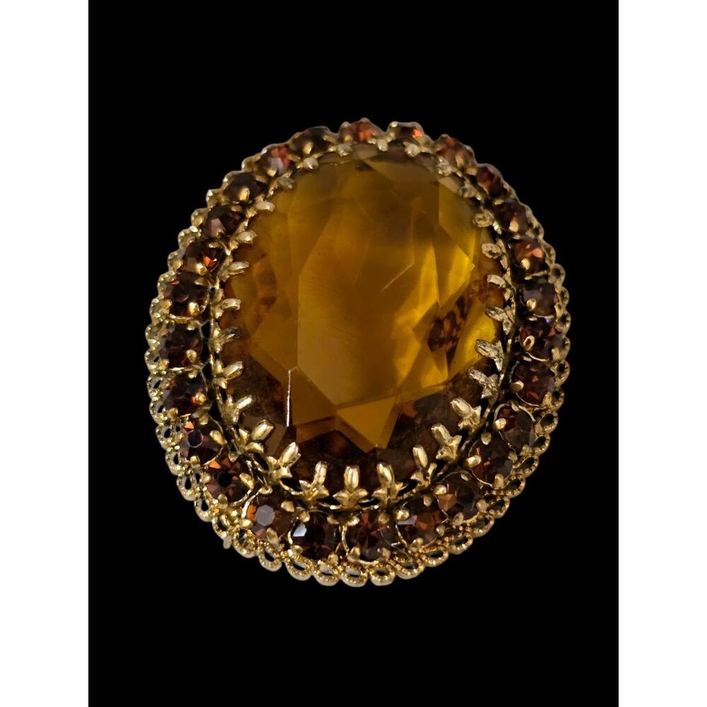 Amazing Signed Austria Faceted Glass Rhinestone Brooch (A7335)